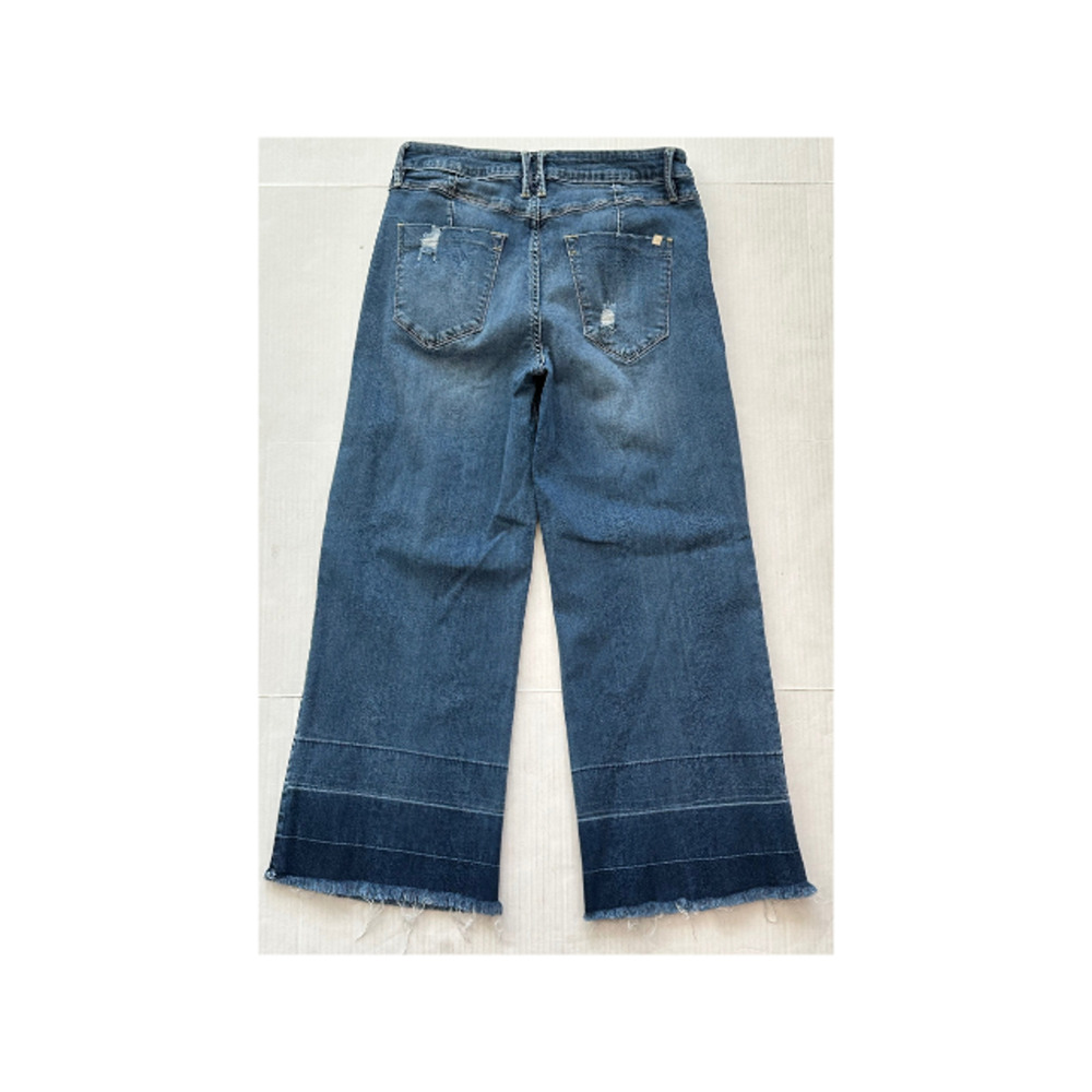 Bebe Capri Crop Jeans Wide Leg Frayed Hem Distressed Blue Women’s 29 - Picture 4 of 7